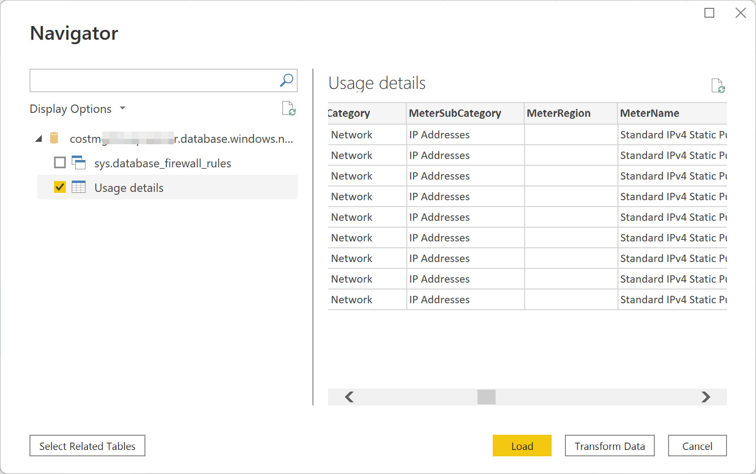 Figure 3.8 – The Usage detail﻿s table