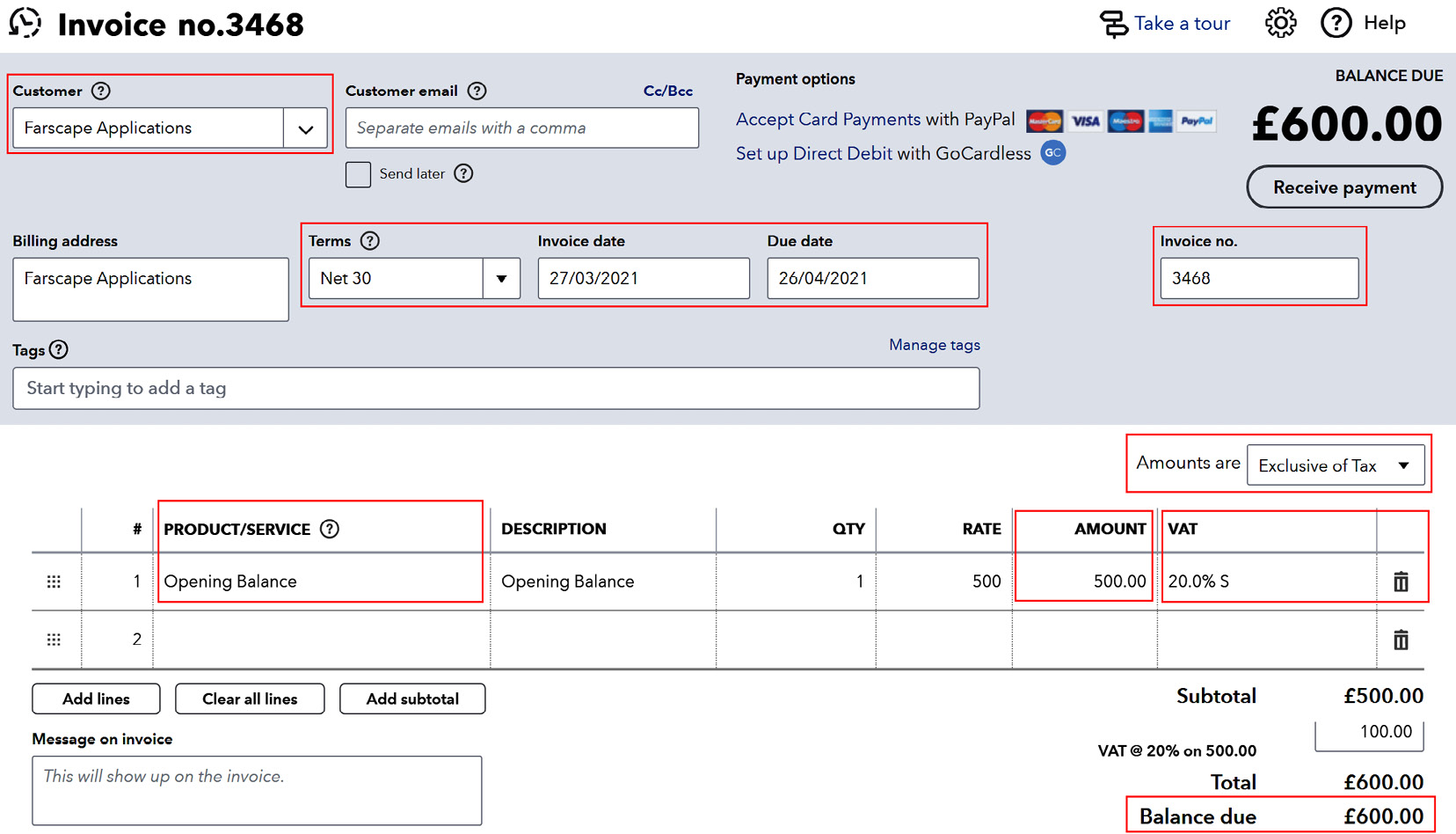 Figure 1.3 – Customer invoice screen
