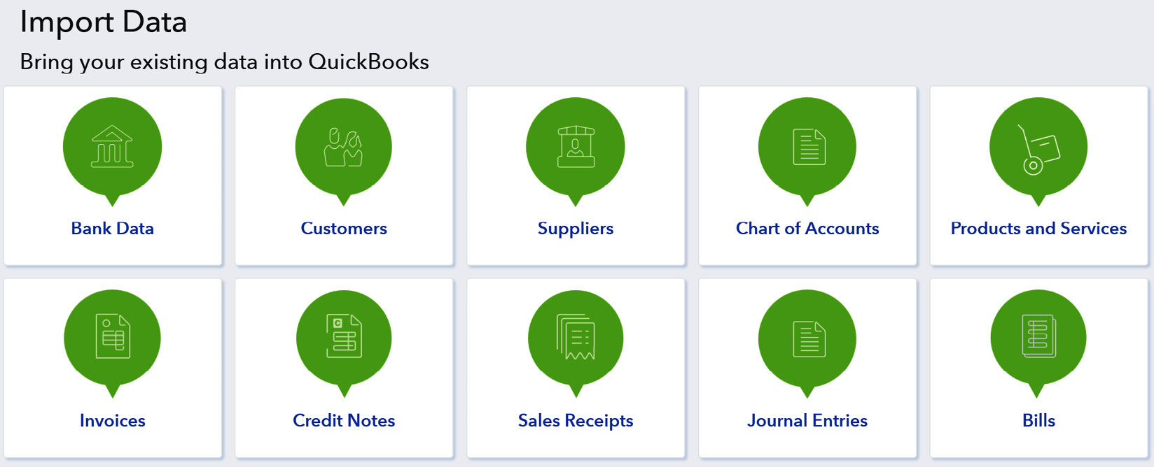 Figure 1.4 – Import Data options (UK)
