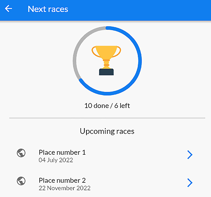 Figure 2.6 – The app’s Next races page
