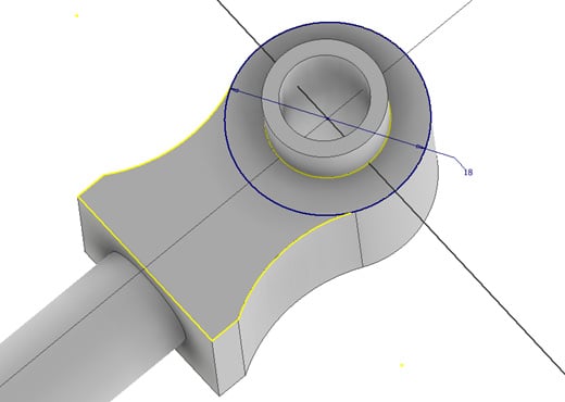 Figure 2.16: Sketch of the circle that must be created, 18 mm in diameter
