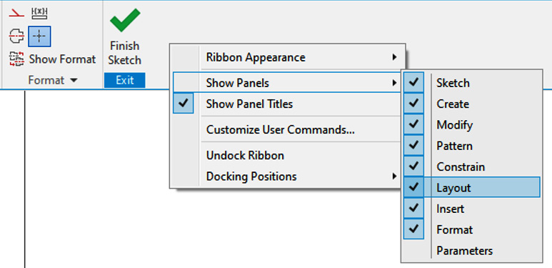 Figure 2.27: Layout panel added to the ribbon
