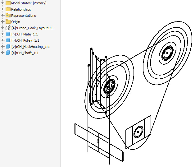 Figure 2.48: Sketch blocks converted into parts in an assembly file
