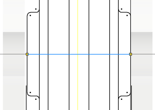 Figure 2.52: Line applied to the sketch to act as an axis for a revolve operation
