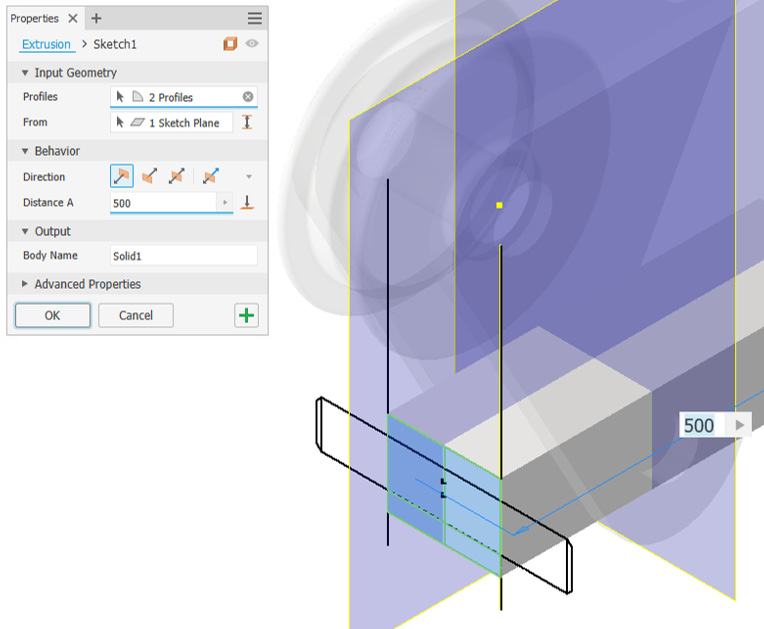 Figure 2.59: 500 mm extrusion to perform
