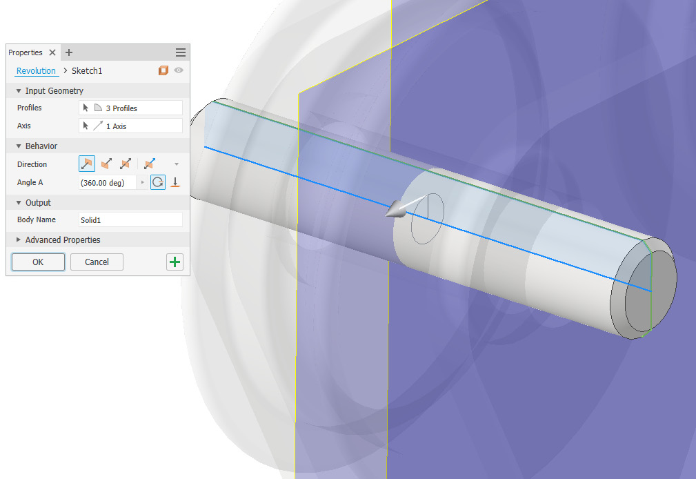 Figure 2.66: Revolve to complete the CH_Shaft component
