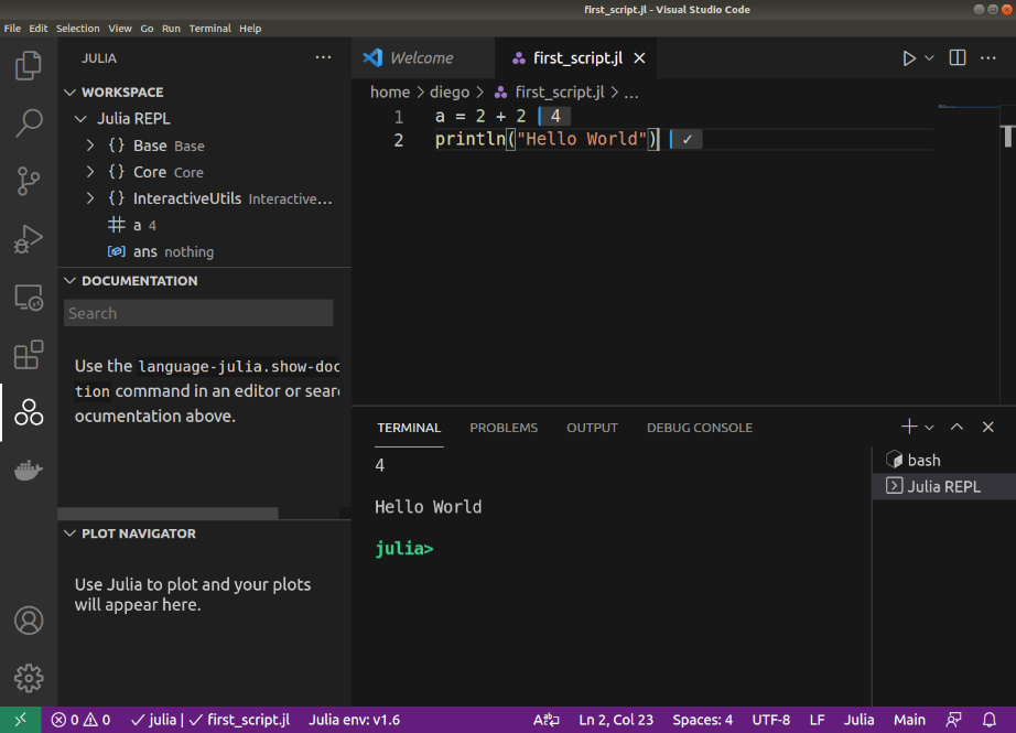 Figure 1.2 – The Julia extension for VS Code
