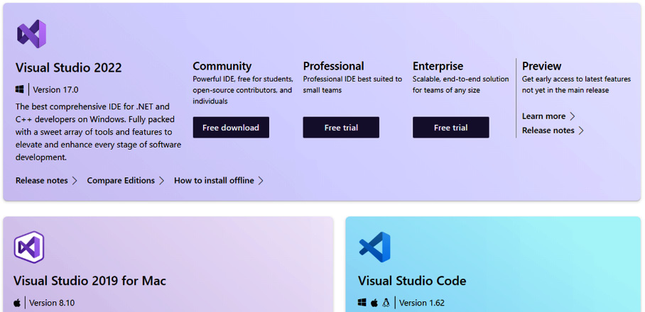 Figure 1.1 – Downloading VS