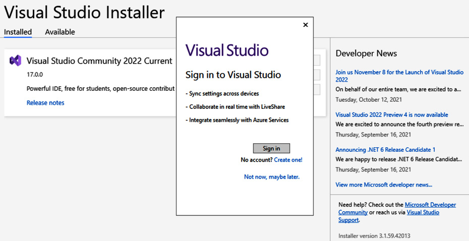 Figure 1.9 – The VS login window
