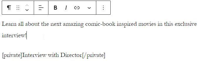 Figure 2.12 – Using the private enclosing shortcode
