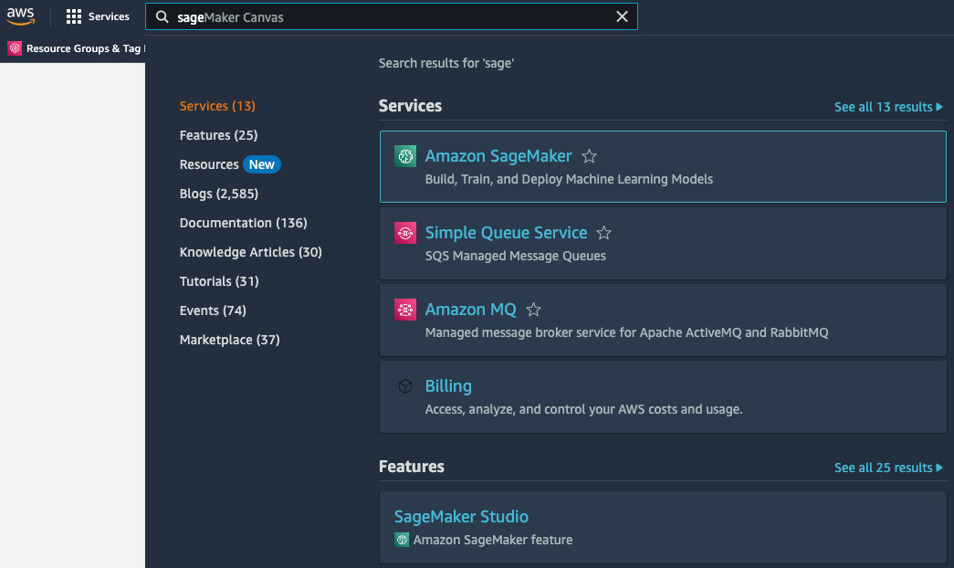 Figure 10.1: AWS console – SageMaker