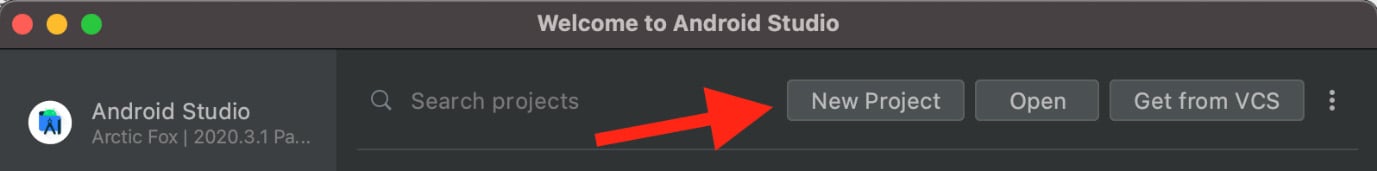 Figure 1.20 – Starting a new project with Android Studio
