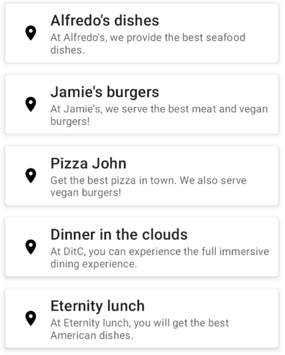 Figure 1.23 – Previewing RestaurantsScreen with the Column composable
