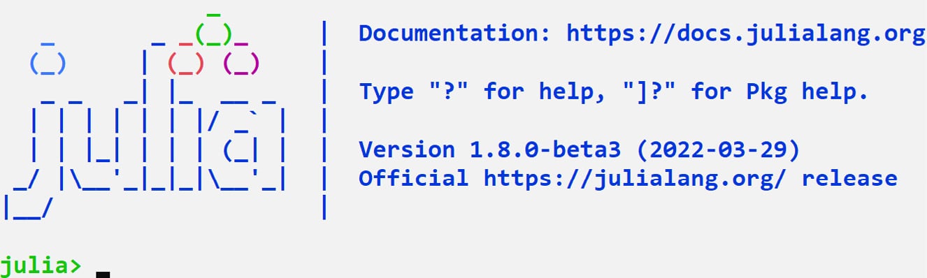 Figure 1.1 – The Julia REPL
