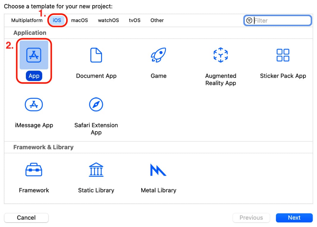 Figure 1.3: Choose a template for your new project screen
