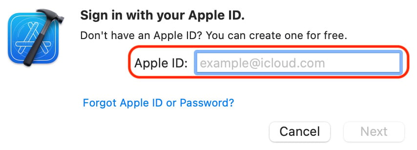 Figure 1.16: Apple ID creation dialog box
