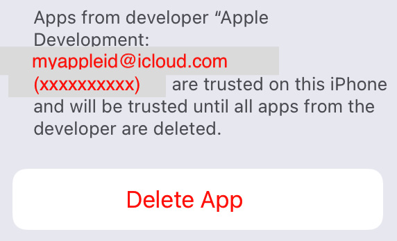 Figure 1.24: Apple Development section with trusted certificate
