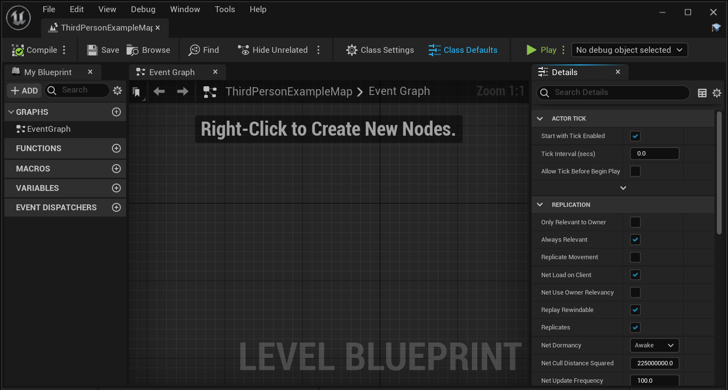 Figure 1.5 – The Level Blueprint Editor
