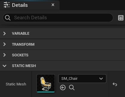 Figure 1.16 – Selecting a Static Mesh asset
