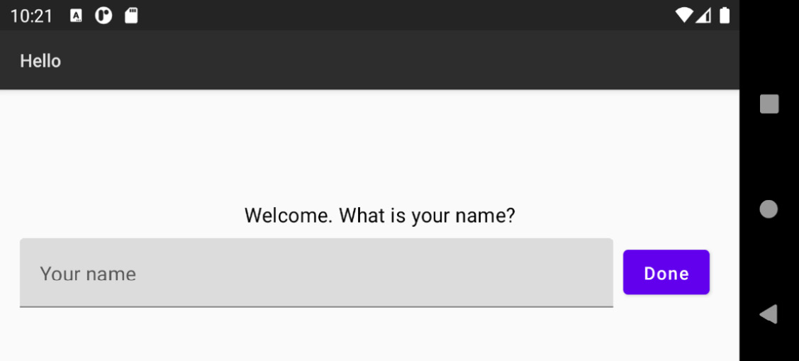 Figure 1.1 – The Hello app
