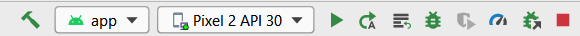 Figure 1.8 – Android Studio toolbar elements to launch an app
