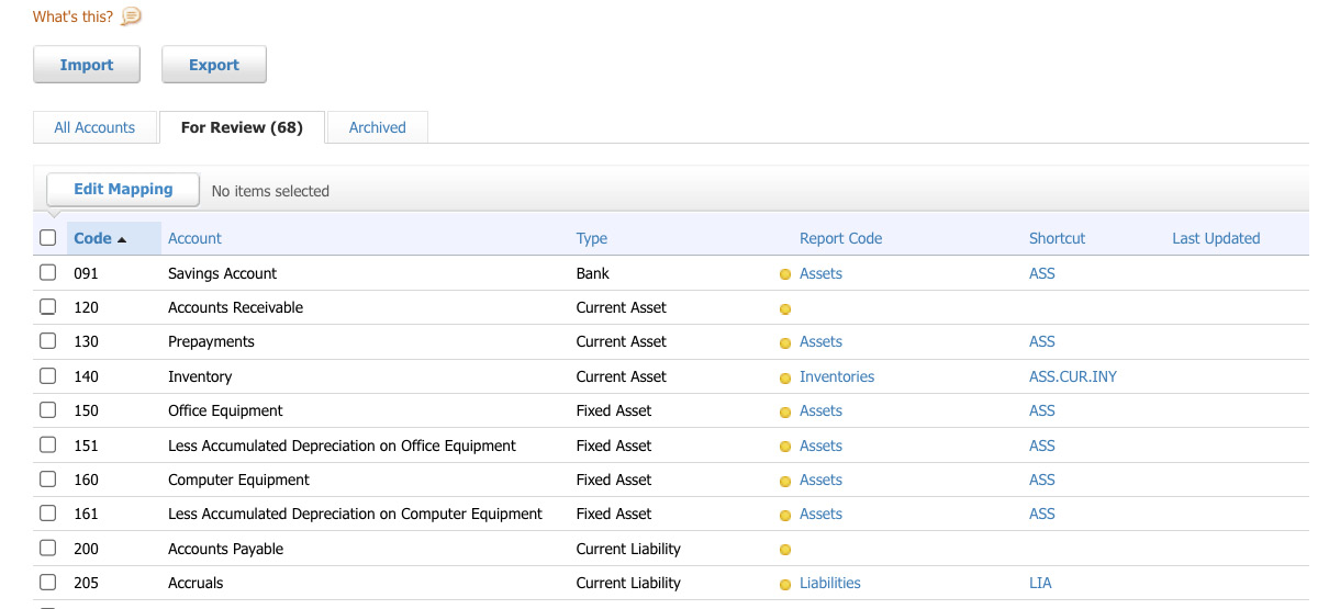 Figure 17.10: The Report Codes main screen