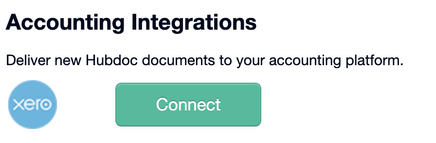 Figure 19.4: Hubdoc button for connecting to Xero