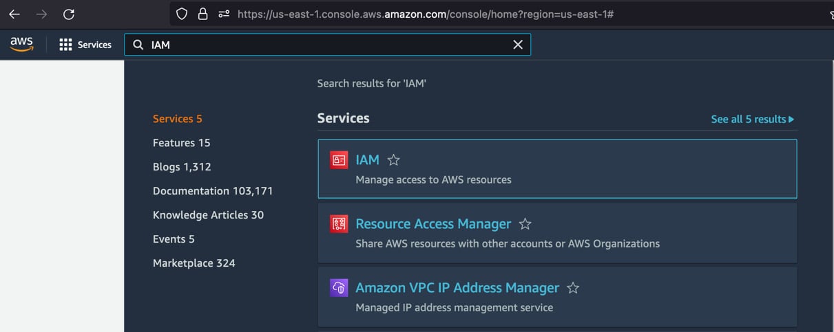 Figure 1.2 – Finding ﻿IAM﻿ in the sea of AWS services