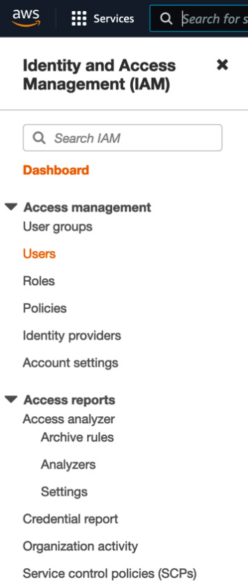 Figure 1.3 – Users section in IAM