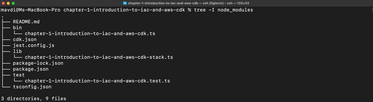 Figure 1.7 – Folder structure of our CDK app