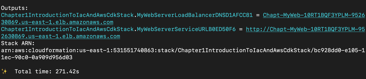 Figure 1.9 – CloudFormation stack output links