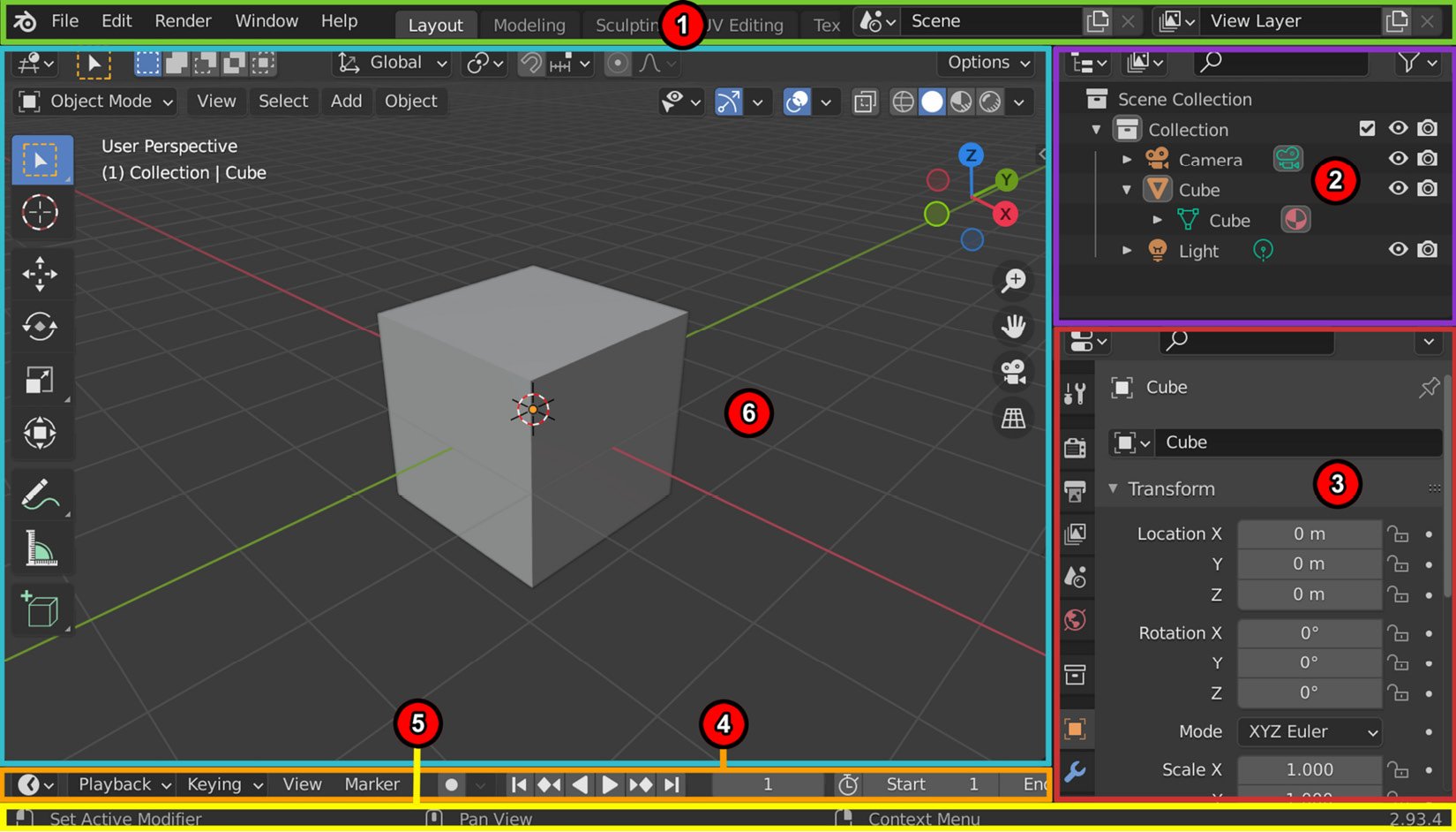 Figure 1.2 – Blender's user interface regions
