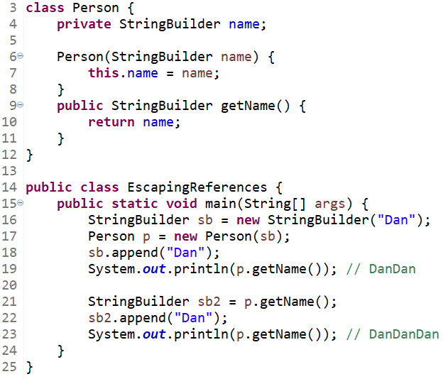    Figure 2.10 – Code with escaping references