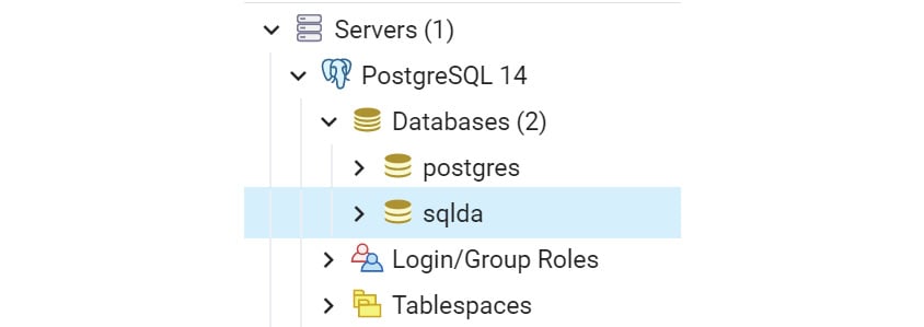 Figure 2.4: Databases in PostgreSQL 14 server
