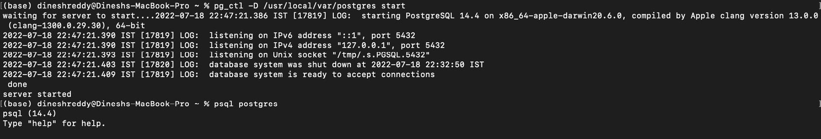 Figure 0.20: Starting the PostgreSQL process
