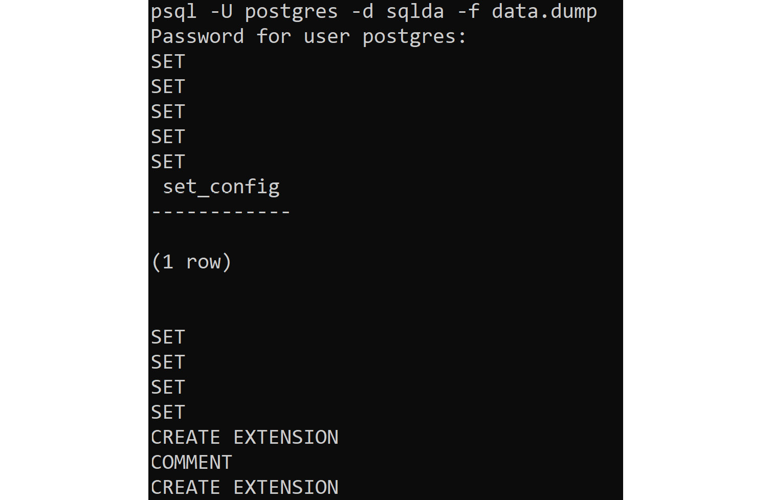 Figure 0.24: PostgreSQL database import
