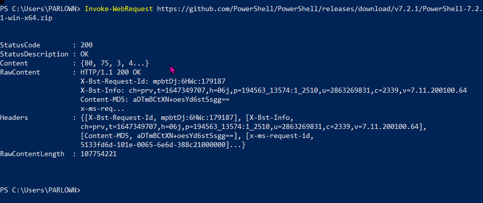 Figure 1.6 – Downloading PowerShell 7 with Windows PowerShell