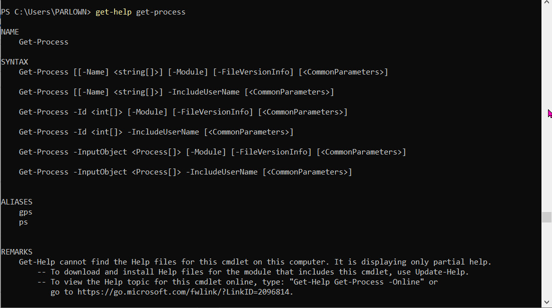 Figure 1.15 – Running Get-Help for the first time