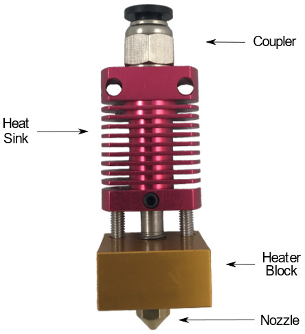 Figure 1.4 – Extruder hot end without casing
