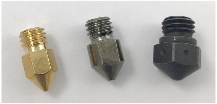 Figure 1.8 – Various 3D printer nozzles
