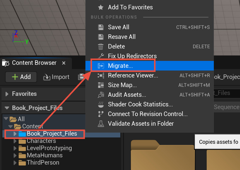 Figure 9.5: Migrating assets from another project