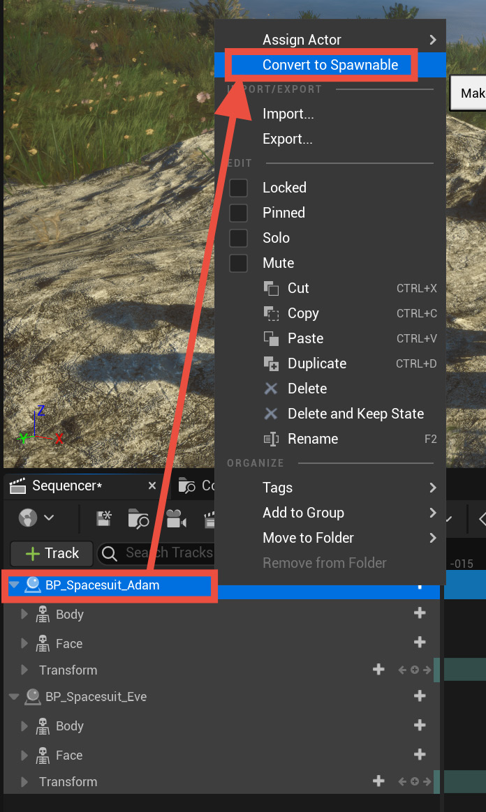 Figure 9.17: Converting BP_Spacesuit_Adam into a spawnable