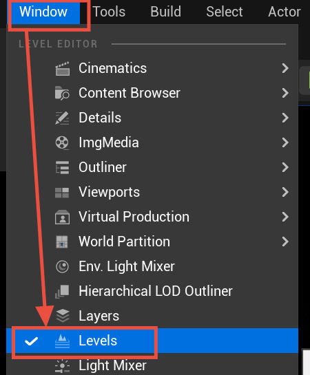 Figure 10.16: Opening the Levels panel