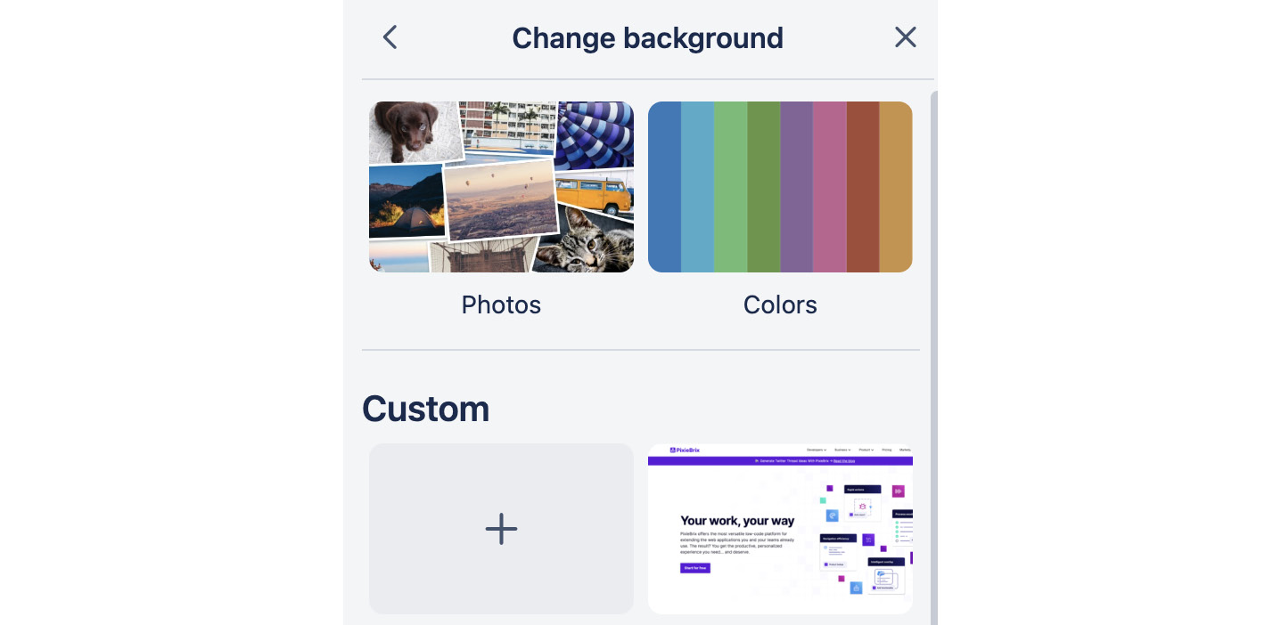 Figure 1.12 – Board background customization options