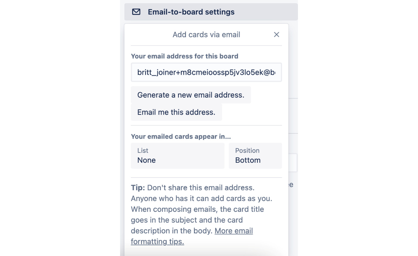 Figure 1.16 – Board email options