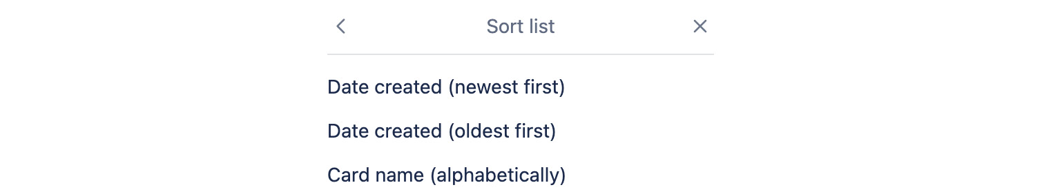 Figure 1.26 – List sorting menu