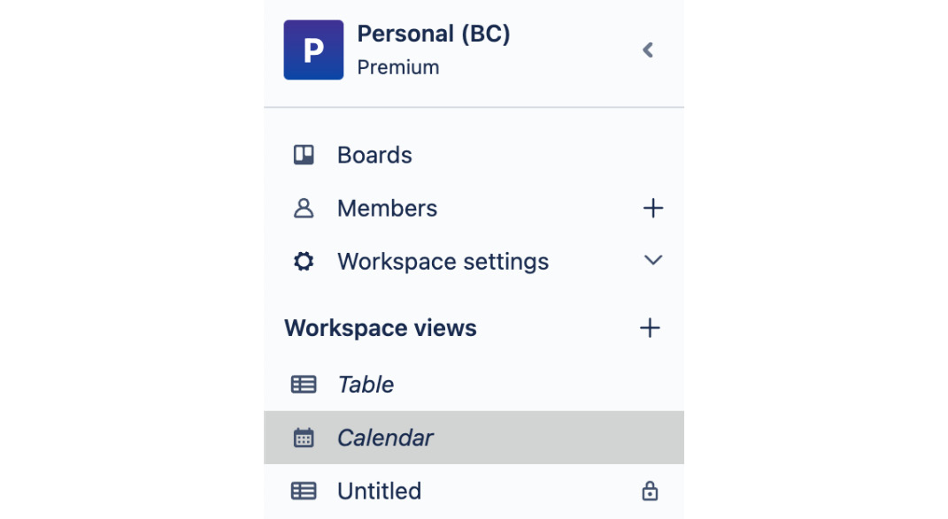 Figure 4.22 – The left-hand side panel of a Trello board showing workspace settings and views