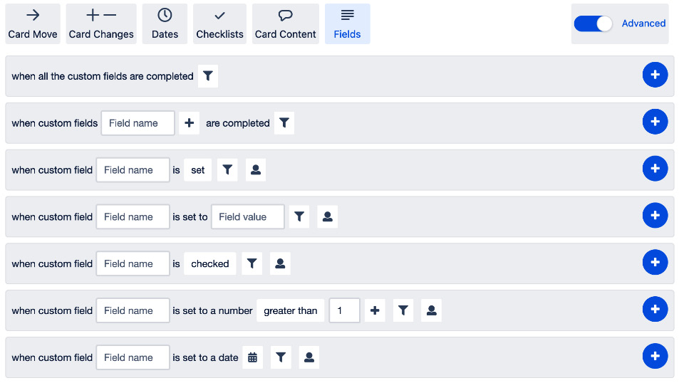 Figure 6.19 – Fields trigger events