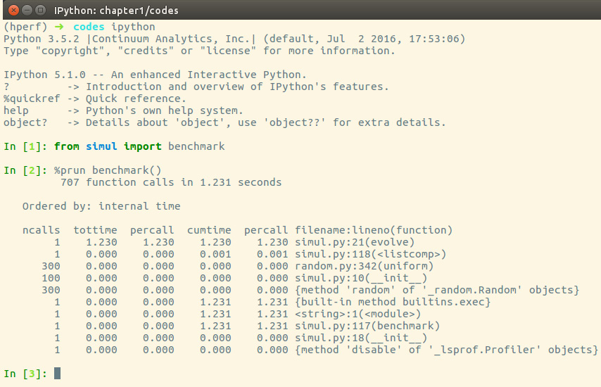 Figure 1.5 – Using cProfile within IPython
