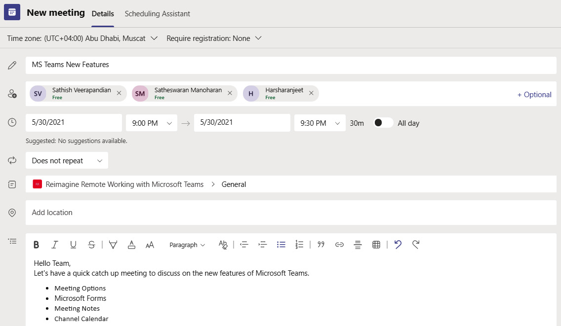 Figure 1.11 – Preview of the meeting request 
